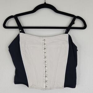 Maxima Wilsons Leather Expert White Black Corset Bustier Tank Top Small Y2K